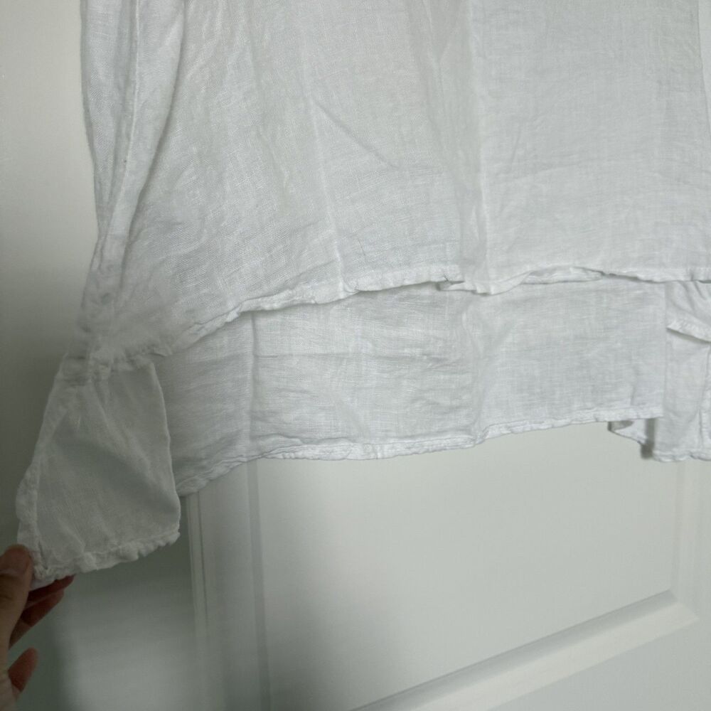 Gigi Moda 100% linen white tank top summer spring Large - Picture 4 of 15